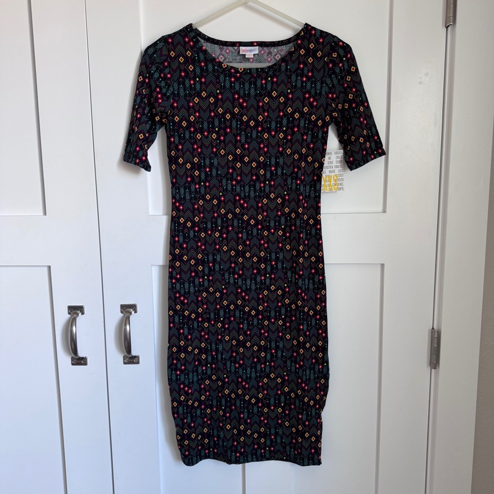 NWT LuLaRoe Julia Shirt Dress Geometric & Arrows Print Women's Size XXS Pencil
